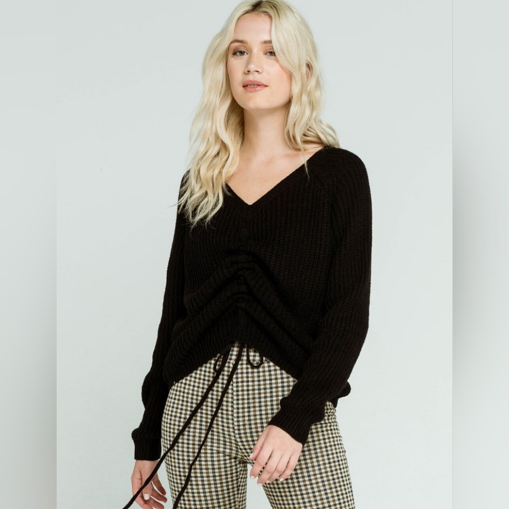 Love Tree Black Cinch Sweater